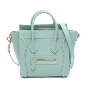 Celine Luggage Nano Shopper Handbag Leather Green